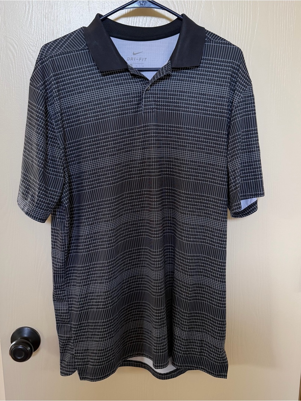 Nike Black and Gray Grid Dri-FIT Polo